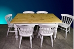Picture of 5ft Pine Antique Farmhouse Table + 6 Spindleback chairs- Bianco Brillante