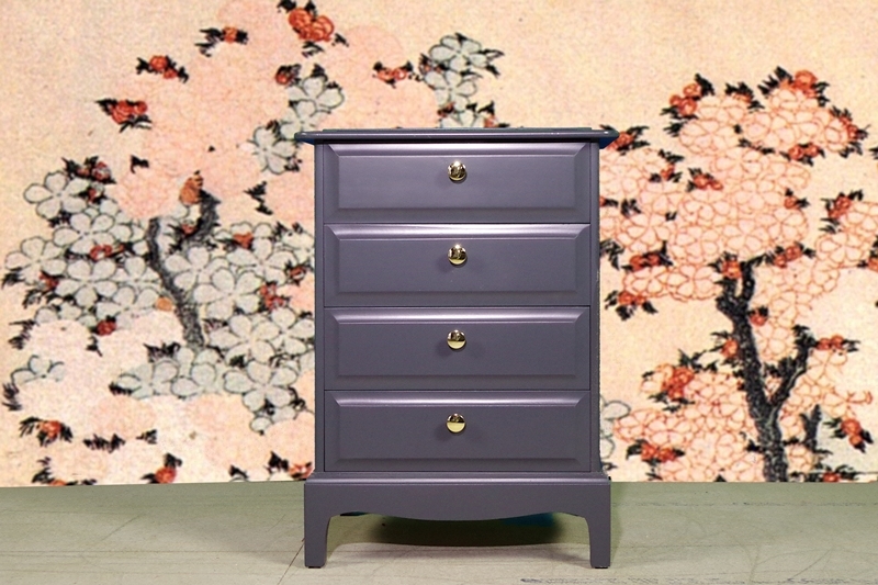 Stag Minstrel 4 Drawer Chest Bedside Table Painted Vintage