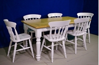 Picture of 5ft Pine Farmhouse Table + 6 Spindleback chairs- Bianco Brillante FF1357