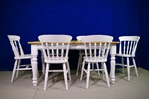 Picture of 5ft Pine Farmhouse Table + 6 Spindleback chairs- Bianco Brillante FF1357