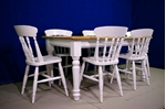 Picture of 5ft Pine Farmhouse Table + 6 Spindleback chairs- Bianco Brillante FF1357