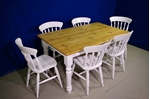 Picture of 5ft Pine Farmhouse Table + 6 Spindleback chairs- Bianco Brillante FF1357