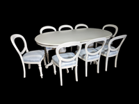 Picture of Large French Style Double Pedestal Dining Table + Eight Balloon Back Chairs