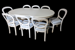 Picture of Large French Style Double Pedestal Dining Table + Eight Balloon Back Chairs