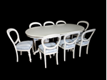 Picture of Large French Style Double Pedestal Dining Table + Eight Balloon Back Chairs