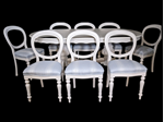 Picture of Large French Style Double Pedestal Dining Table + Eight Balloon Back Chairs