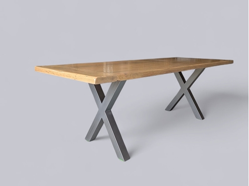 Picture of Industrial-style dining table with X-shaped legs
